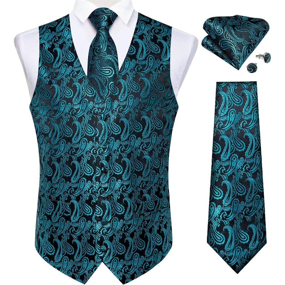 Mens Vest and Tie Set - A Teal